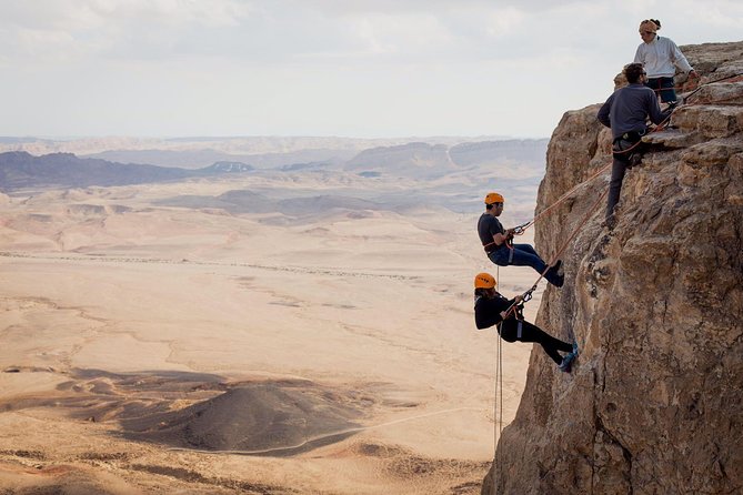 Rappelling Down the Ramon Crater Cliff - Standing Above Ramon Crater