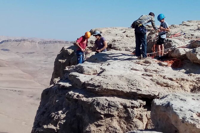 Rappelling Down the Ramon Crater Cliff - The View From a Vertical Position